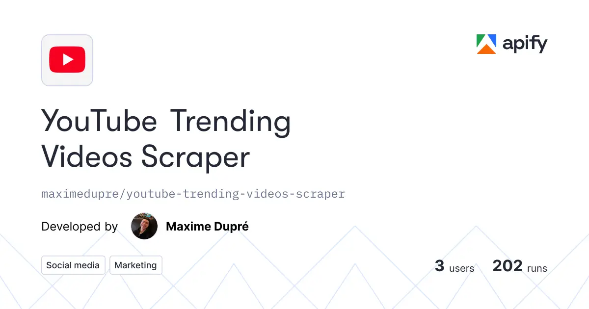 YouTube Trending Videos Scraper product image