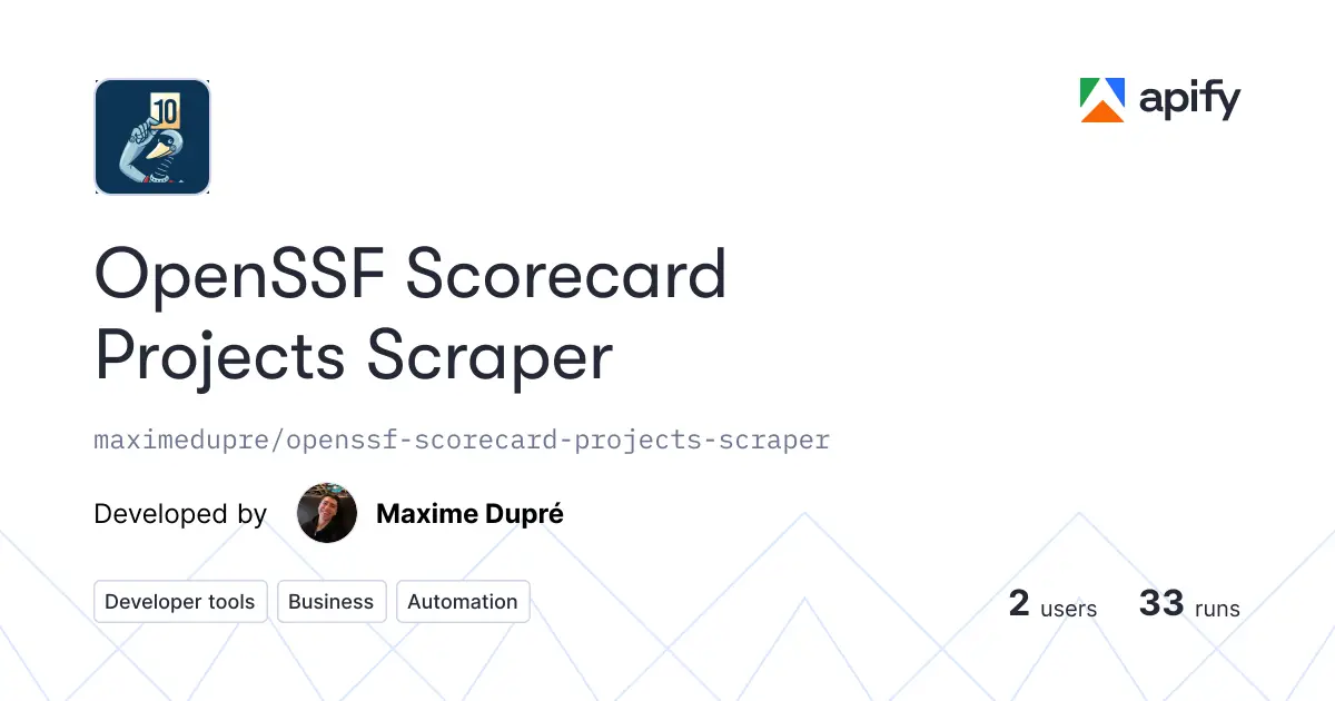 OpenSSF Scorecard Projects Scraper product image