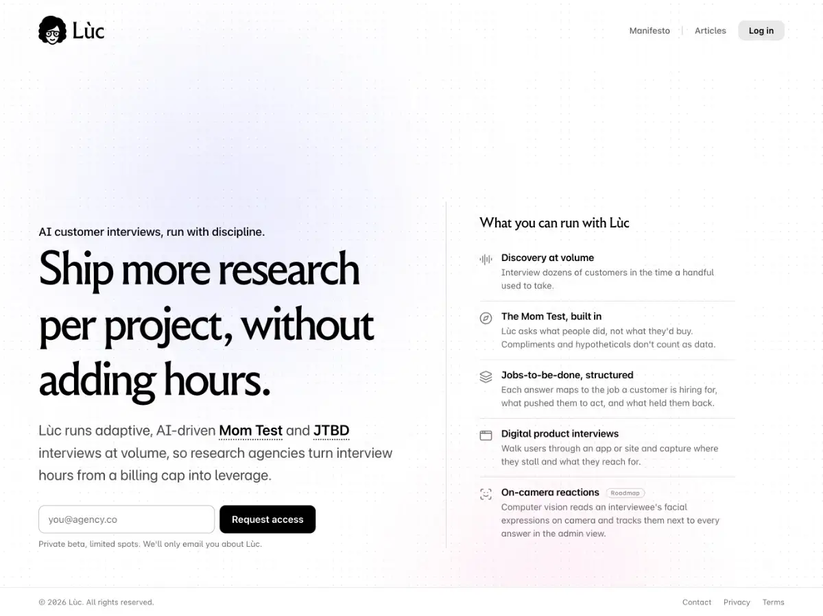 Luc - AI customer interviews product image